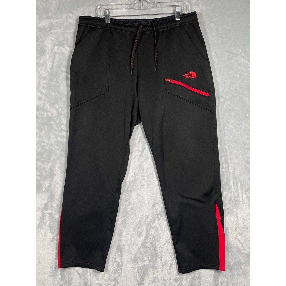The North Face Mens XL Black Red Active Track Pants Zippered Ankle Joggers